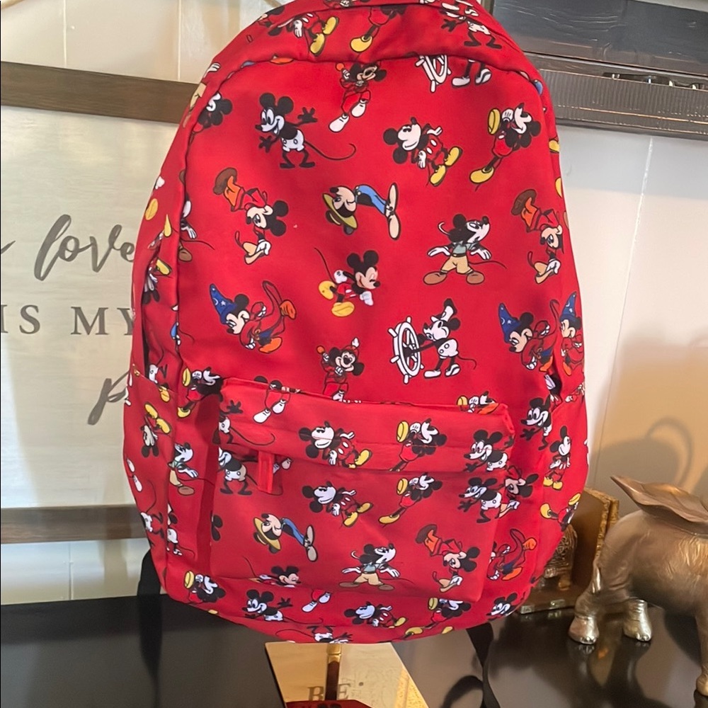 Disney Red Mickey Mouse Patterned Backpack